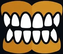 Illustration of a stylized set of teeth, emphasizing dental health and aesthetics, relevant to dental services like fillings and oral care at LuxOra Dental Practice.