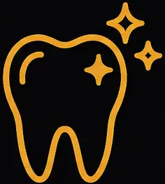 Dental implant illustration featuring a stylized tooth with sparkling effects, symbolizing oral health and aesthetics.
