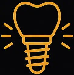 Dental implant graphic featuring a stylized tooth and screw design, symbolizing the benefits of dental implants for tooth replacement and oral health.