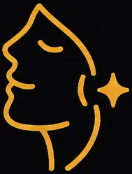 Stylized outline of a face with a glowing star, representing enhanced facial appearance and confidence associated with dental implants at LuxOra Dental.