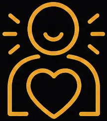 Dental implants illustration featuring a person with a heart symbol, representing the emotional and aesthetic benefits of dental implants for improved confidence and self-esteem.