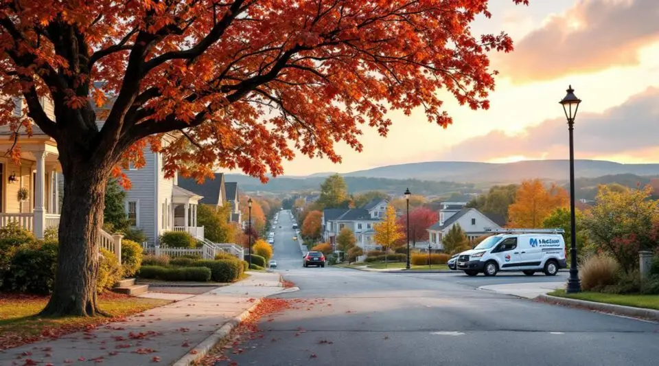 A cinematic view of the Route 228 corridor in Mars, PA, showing modern suburban architecture under a clear Pennsylvania sky.